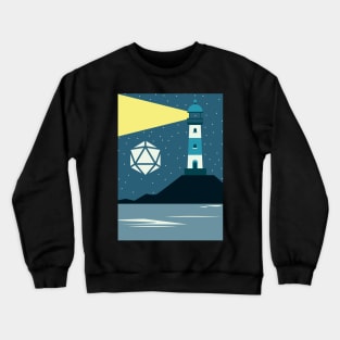 Lighthouse Starry Night Polyhedral Dice Moon RPG Landscape Crewneck Sweatshirt